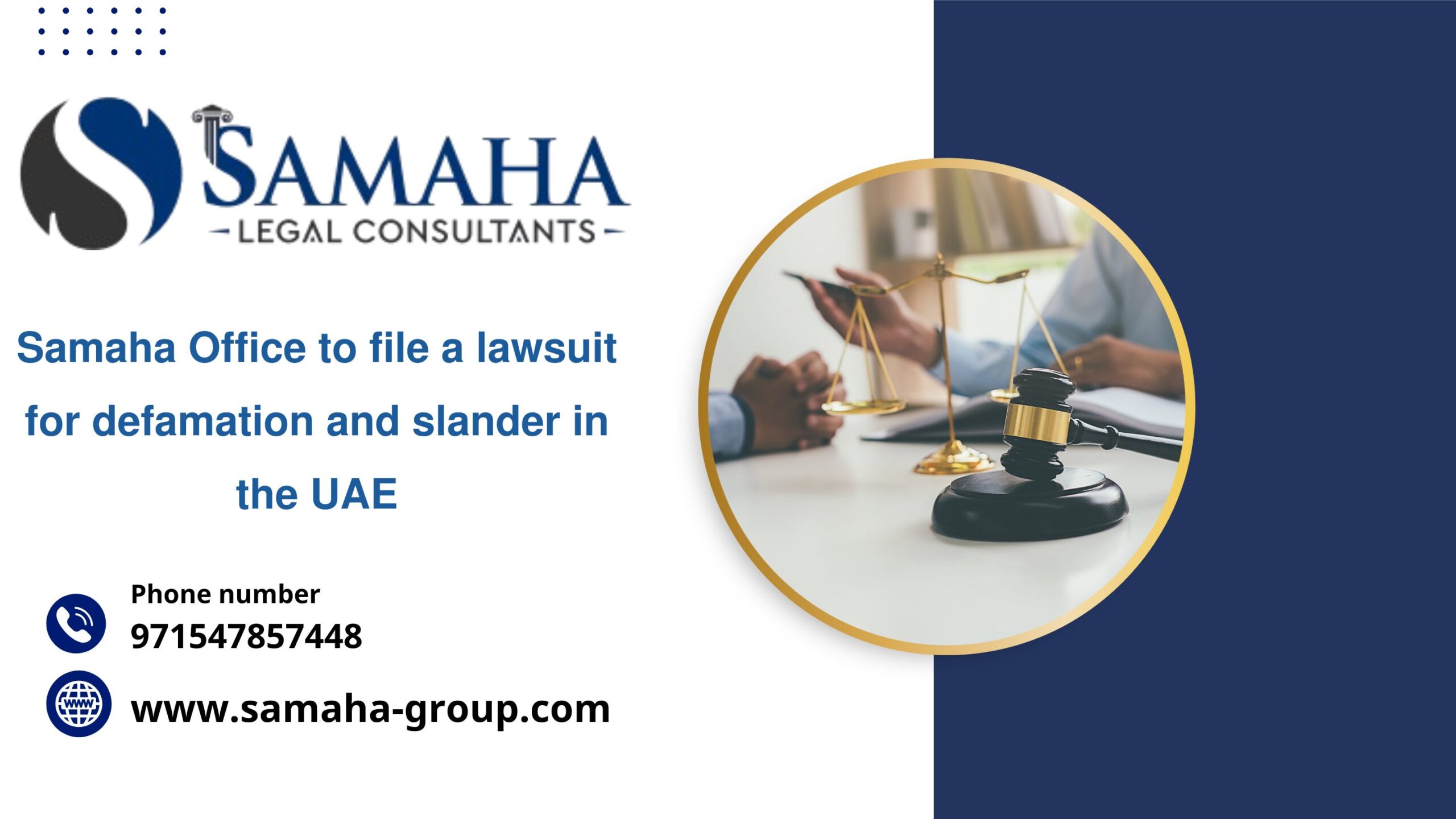 Samaha Office to file a lawsuit for defamation and slander in the UAE